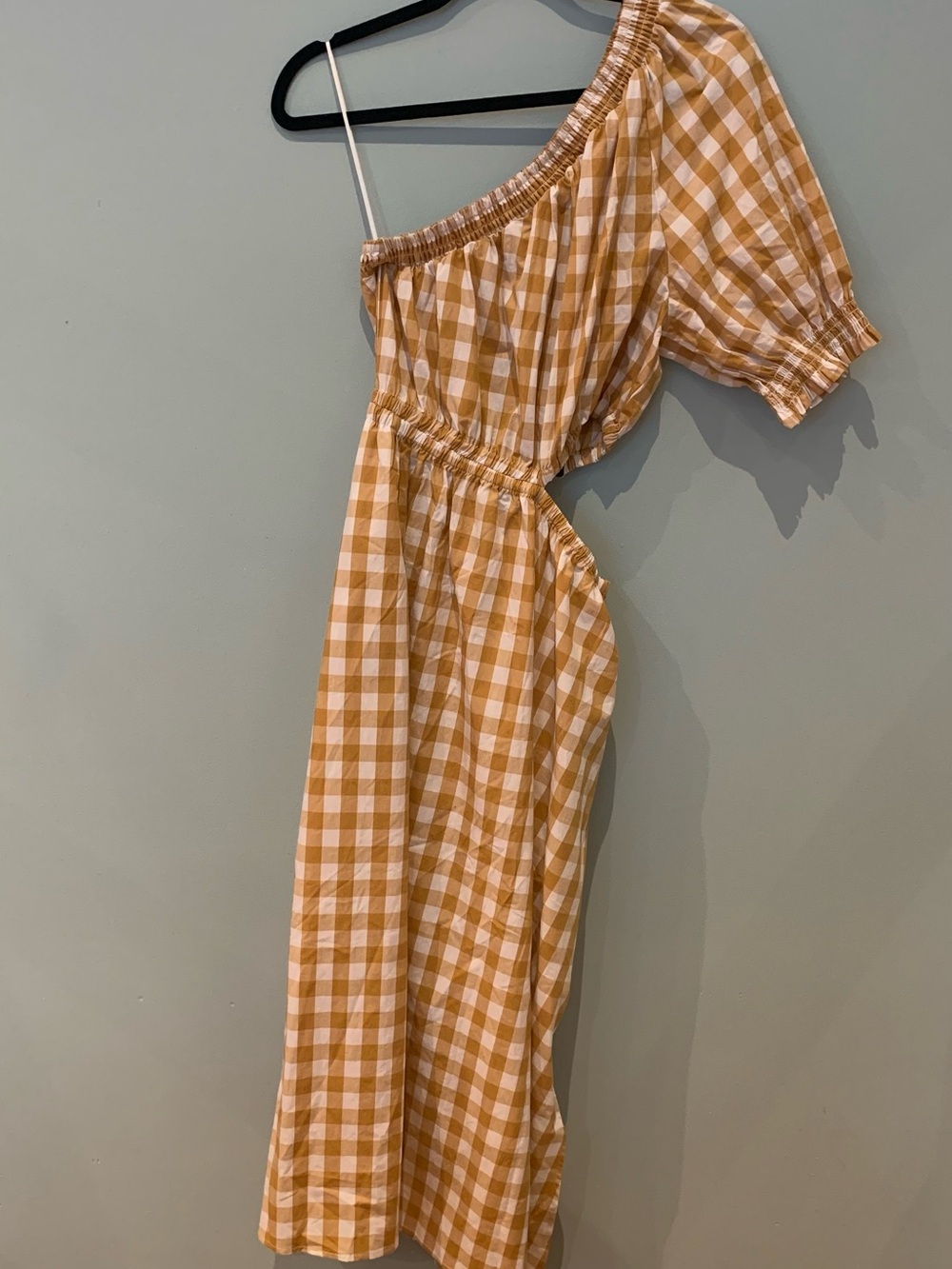 Who What Wear Off-Shoulder Yellow Gingham Midi Dress - Picture 6 of 15